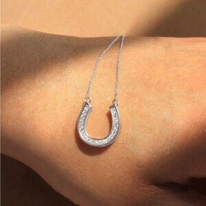 Elegant Silver Tone Horseshoe Necklace